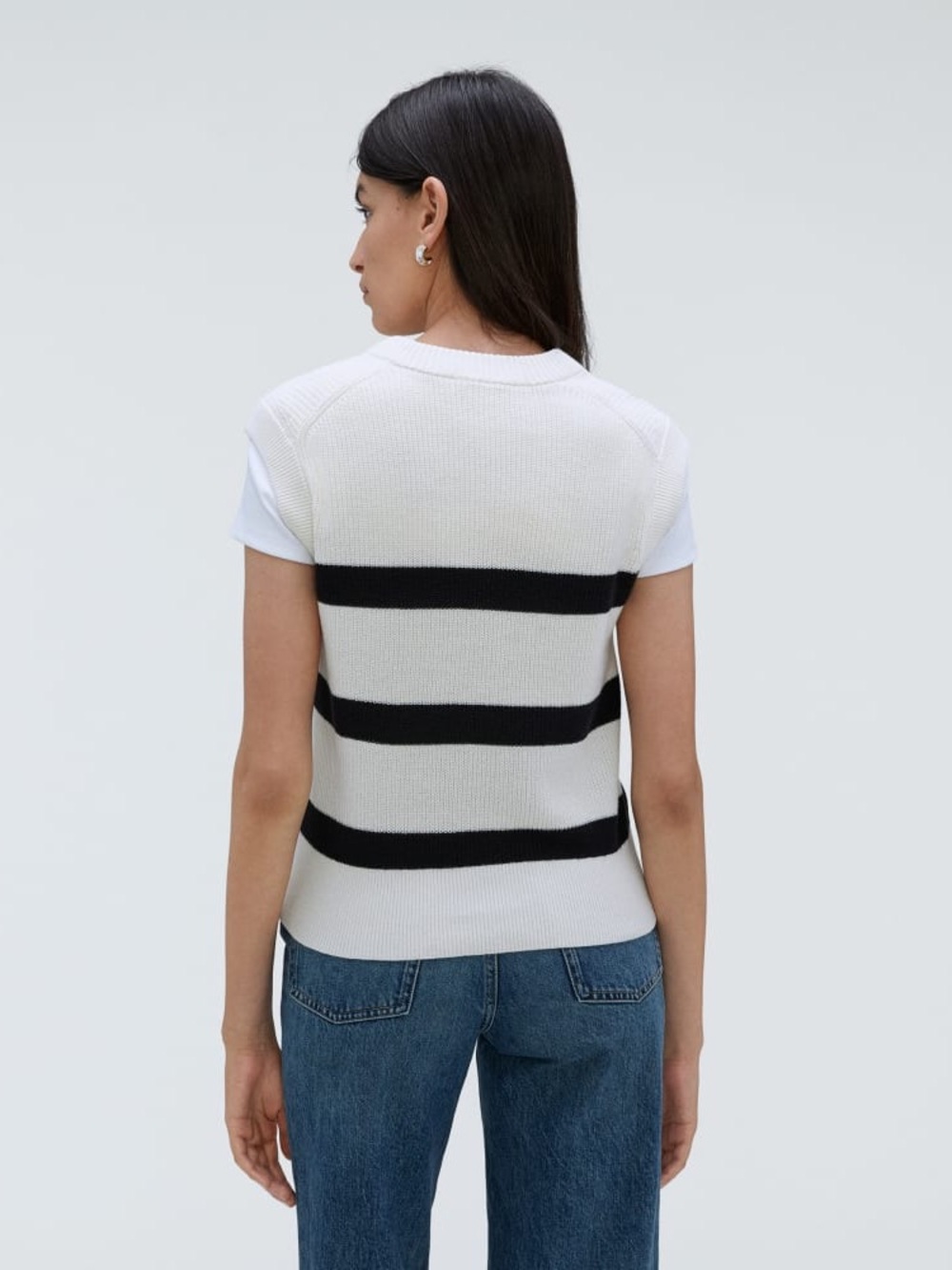 Everlane THE COTTON SUMMER SWEATER TANK Size M Black striped - Picture 9 of 11